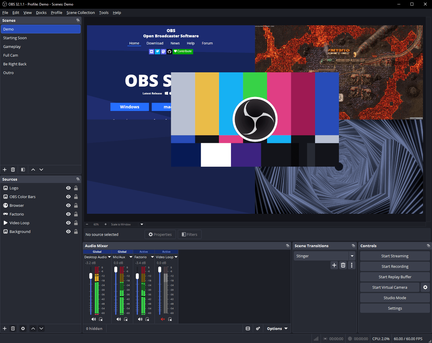 Official OBS Studio interface illustration